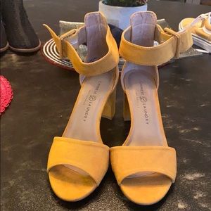 Yellow suede heels